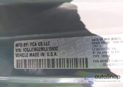 2021 Jeep Gladiator Rubicon 4X4 from USA, damaged, VIN 1C6JJTBG2ML515932